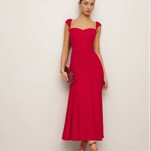 Reformation Cherry Red Midi Dress